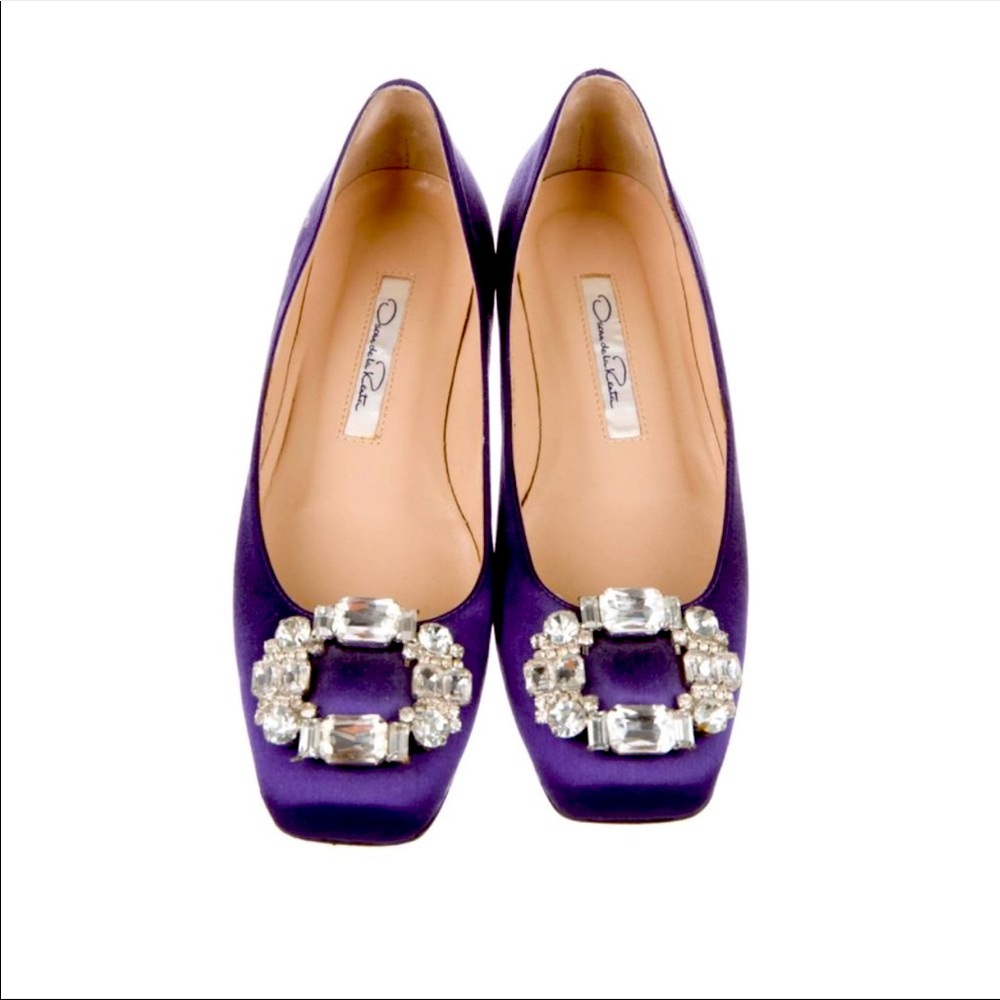 Deneve royal purple flats with a crystal embellished buckle. Euro size 38.